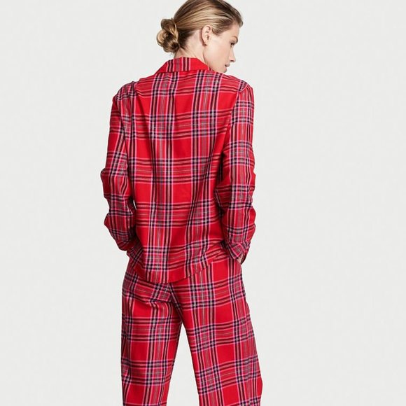 VS Flannel Pajama Set Red Plaid Pajama PJs Long Sleeve Pants Great Present NWT - Picture 4 of 12